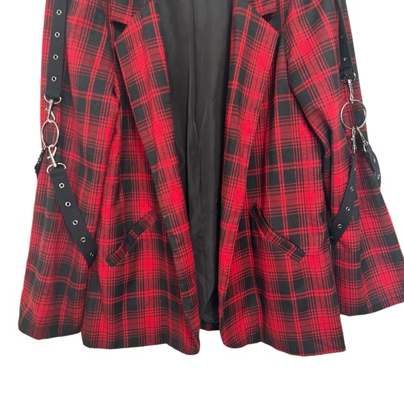 Mags & Pye 2 LF Plaid Harness Blazer Sz M Red - Picture 3 of 8